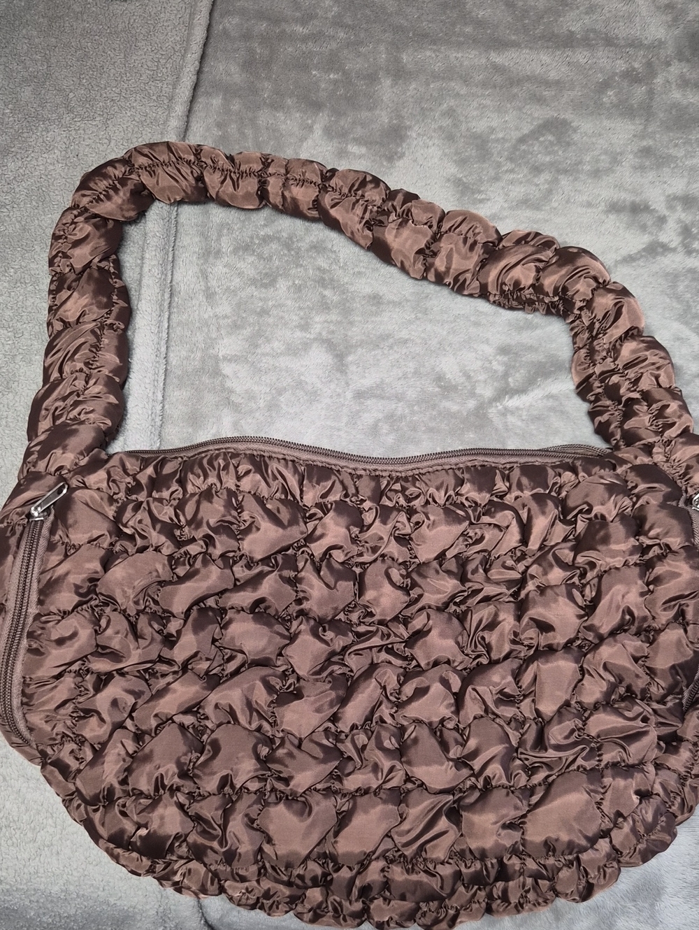Women’s Quilted Ruffle Shoulder Bag - Brown